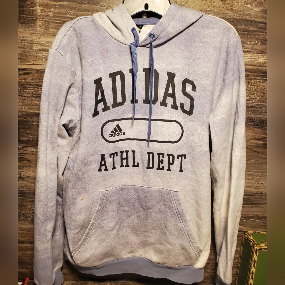 Men's Medium Color Adidas Athletic Hoodie Purple White‎ Distressed Paint Stain